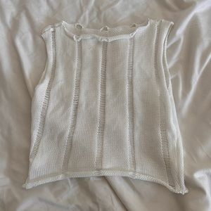 Distressed White Crop Top